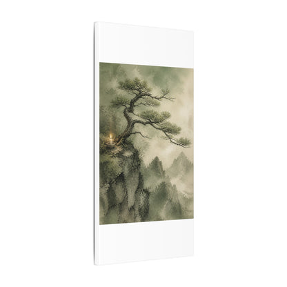 Candlelight Pine Tree Canvas Art - Japandi Kanso