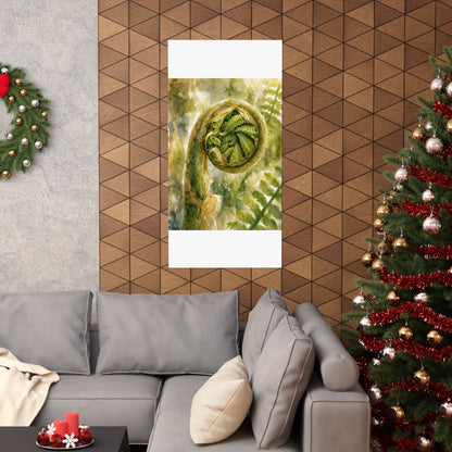 Elegant Fern Unfurling Wall Art Print - Watercolor Japandi