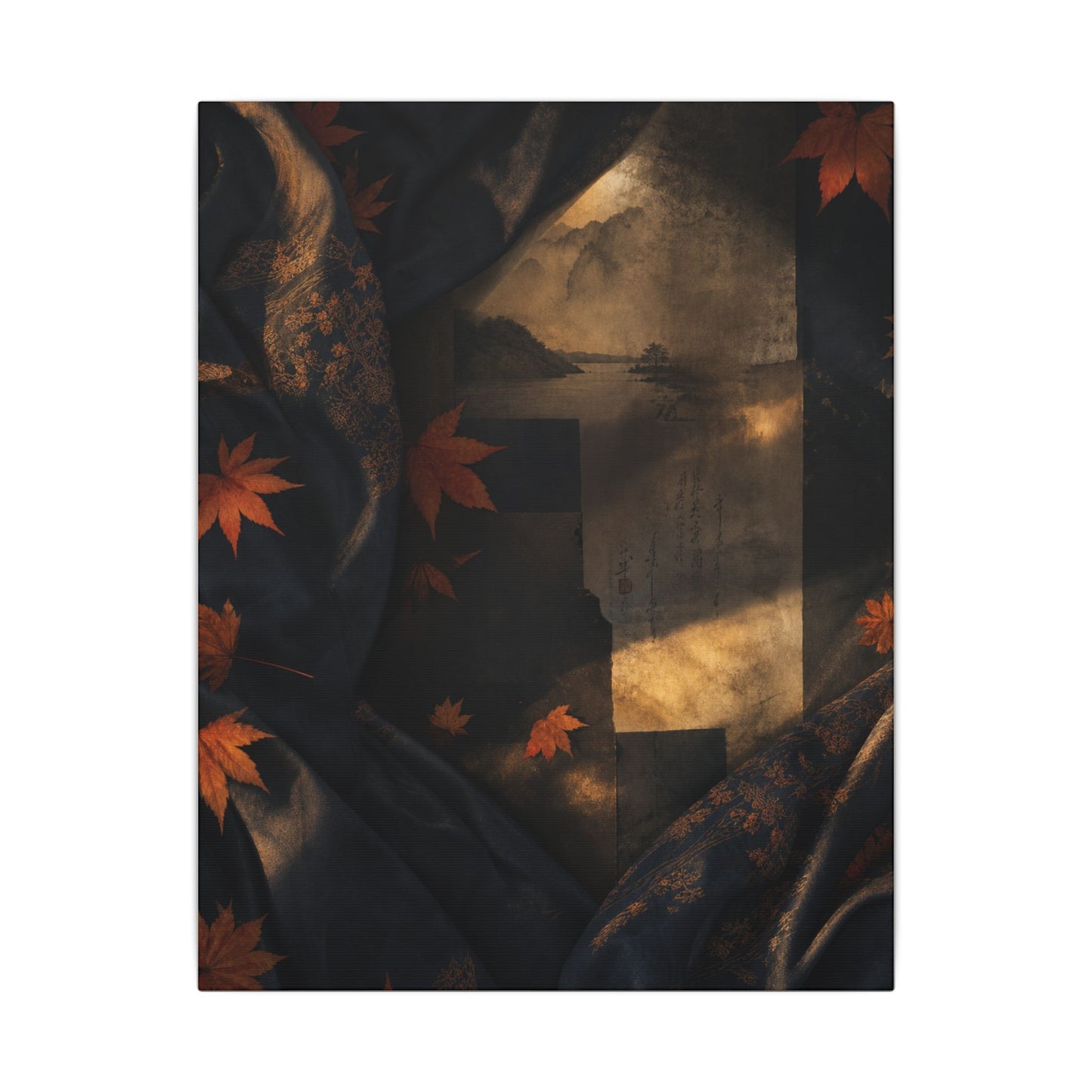 Autumn Silk Drape Shadow Zen Canvas Art | Bold Decor