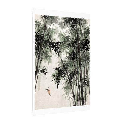 Zen Bamboo Grove in Overcast | Sumi E Canvas Art