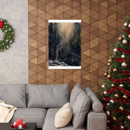 Moody Incense Smoke Wall Art Print - Charcoal Ink Dark Japandi