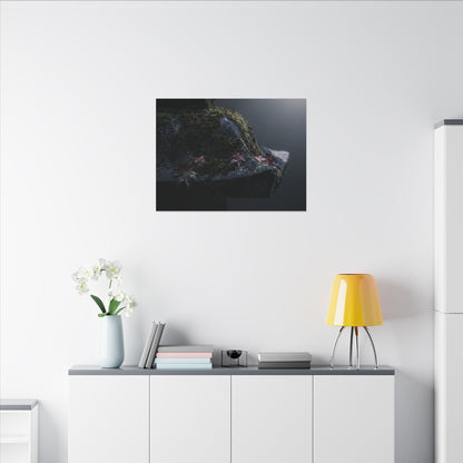 Stone Lantern Moody Minimal Canvas Art | Sophisticated Dark Japandi Art