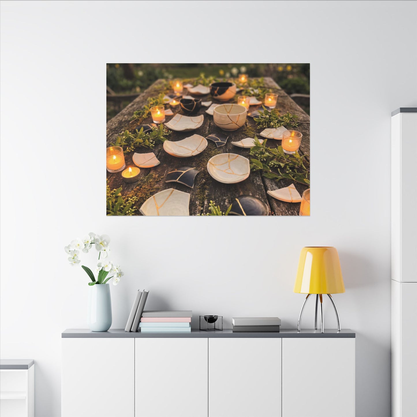 Broken Pottery Spring Canvas Art | Kintsugi Beautiful Design