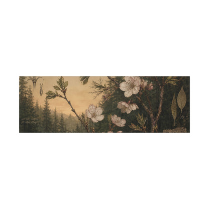 Spring Cherry Blossom Herbarium Canvas Art | Nostalgic Decor
