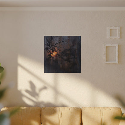 Winter Rust Patina Charcoal Ink Canvas Art | Atmospheric Decor