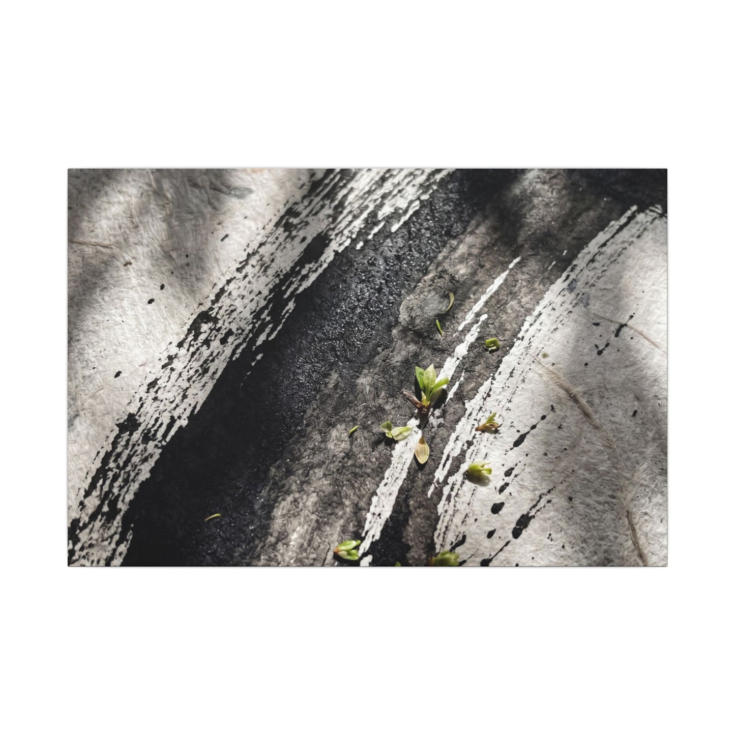 Ink Brushstroke Canvas Art | Spring Dark Japandi Moody Minimal Art