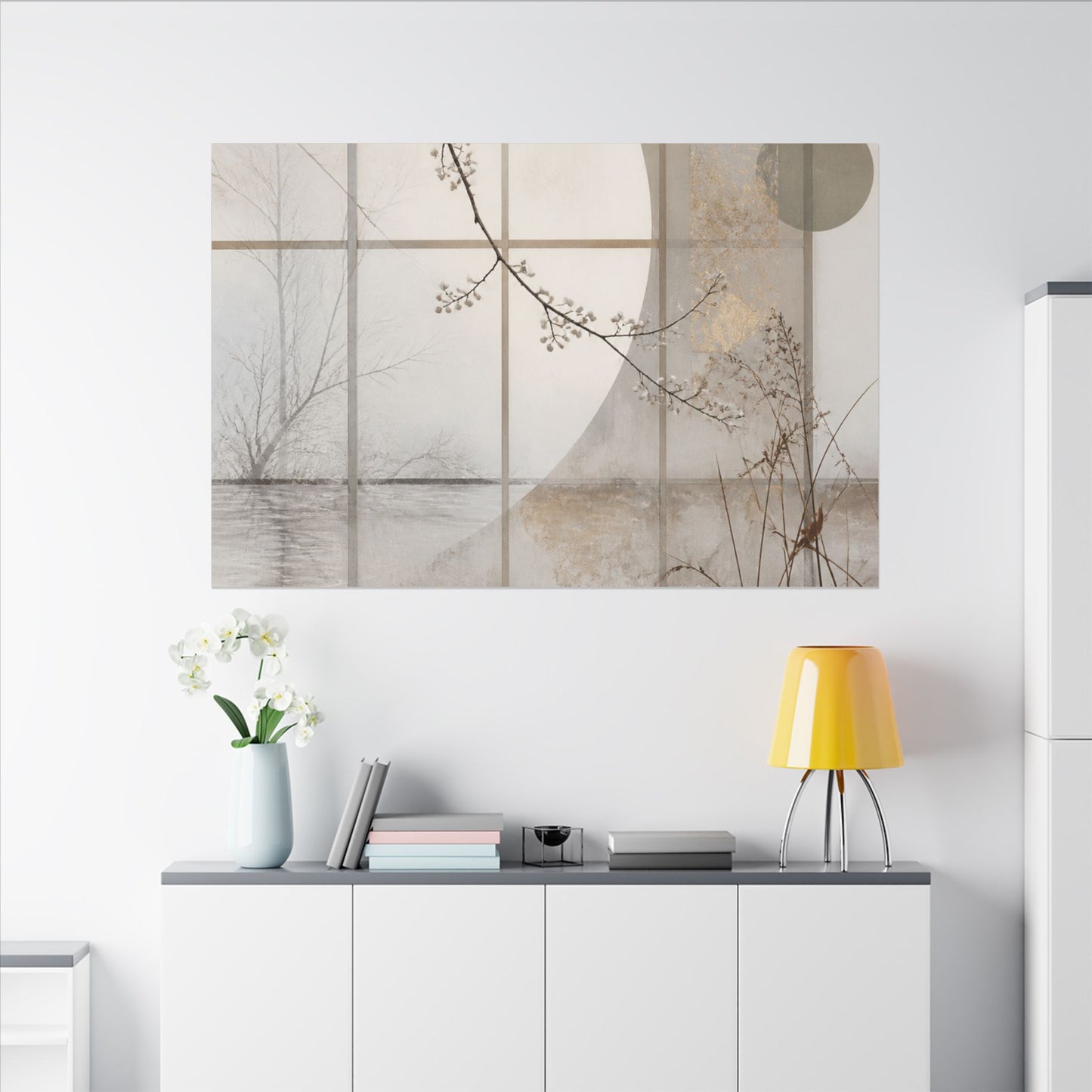 Winter Shoji Screen Japanese Pattern Canvas Art | Elegant Decor