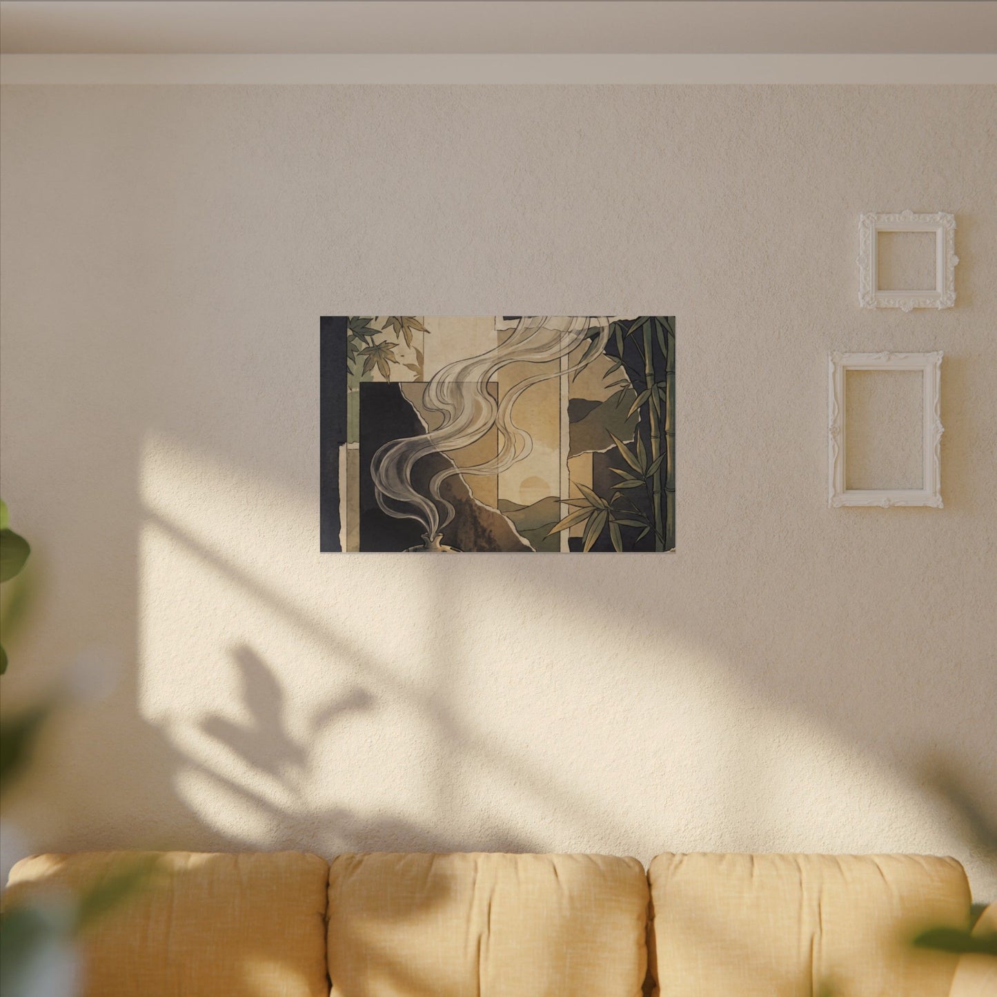 Tranquil Incense Smoke Canvas Art - Ukiyo E Inspired Zen
