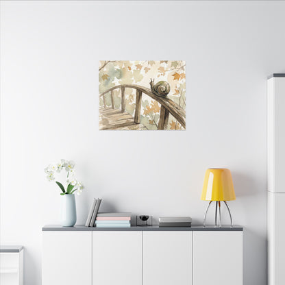 Wooden Bridge Canvas Art | Autumn Japandi Watercolor Art