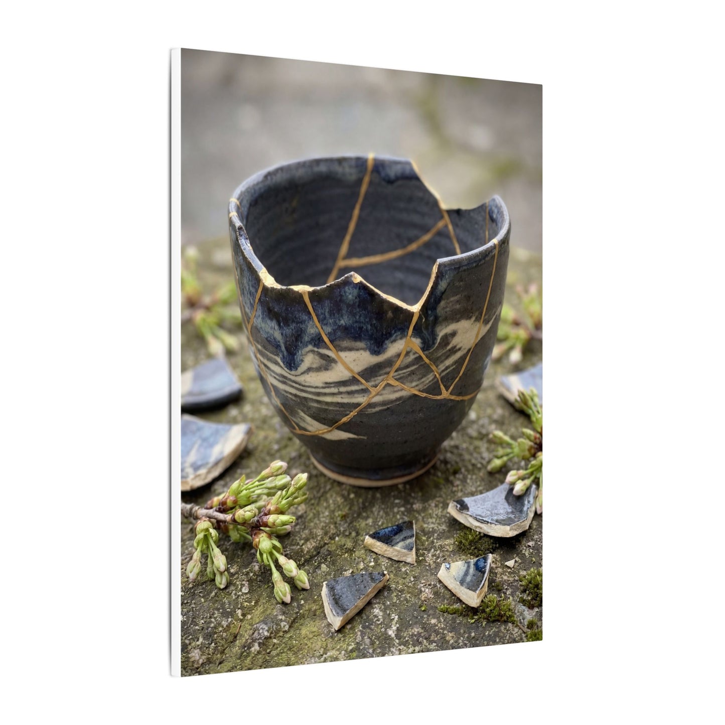 Datsuzoku Ceramic Bowl Canvas Art - Kintsugi Gold Repair