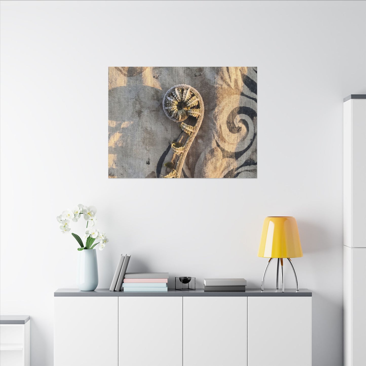 Fern Unfurling Canvas Art | Winter Japandi Japanese Pattern Art