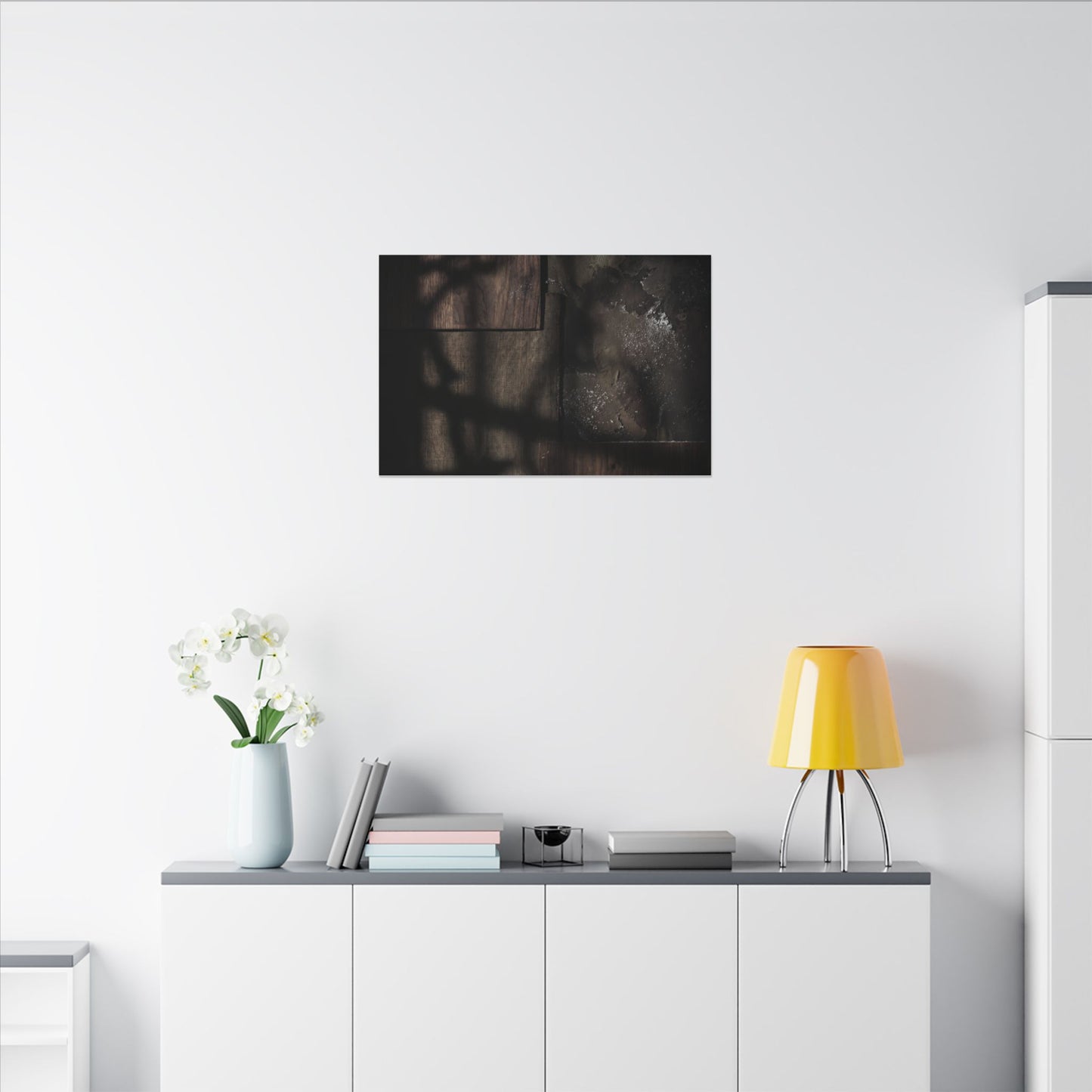 Dark Japandi Shadow Play in Candlelight | Dark Texture Canvas Art