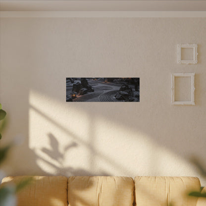 Candlelight Rock Garden Canvas Art - Dark Japandi Fukinsei