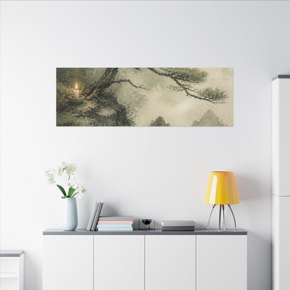 Candlelight Pine Tree Canvas Art - Japandi Kanso