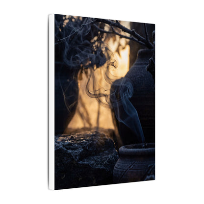Incense Smoke Canvas Art | Winter Dark Japandi Shadow Zen Art