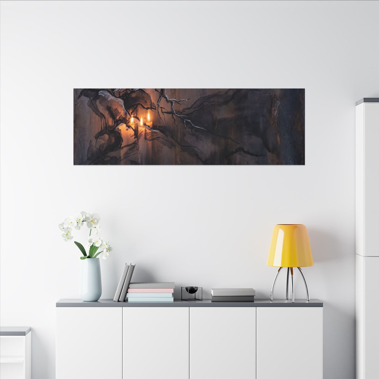 Winter Rust Patina Charcoal Ink Canvas Art | Atmospheric Decor