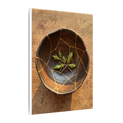 Ceramic Bowl Gold Repair Canvas Art | Resilient Kintsugi Art