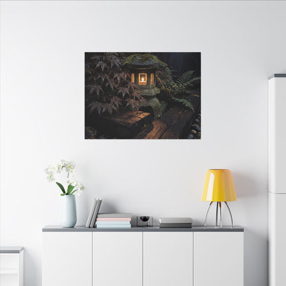 Moody Moonlit Garden Canvas Art - Shadow Zen Dark Japandi