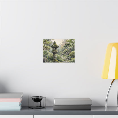 Neutral Stone Lantern Canvas Art - Watercolor Japandi