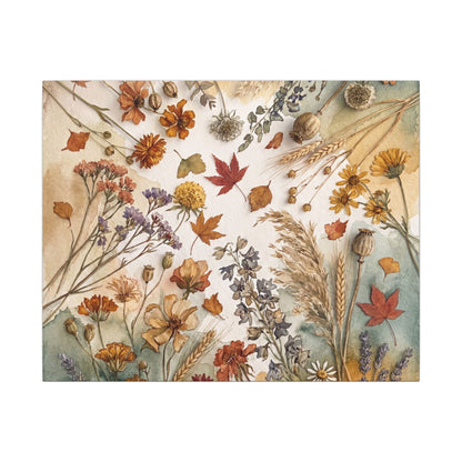 Dried Flowers Canvas Art | Autumn Japandi Watercolor Art