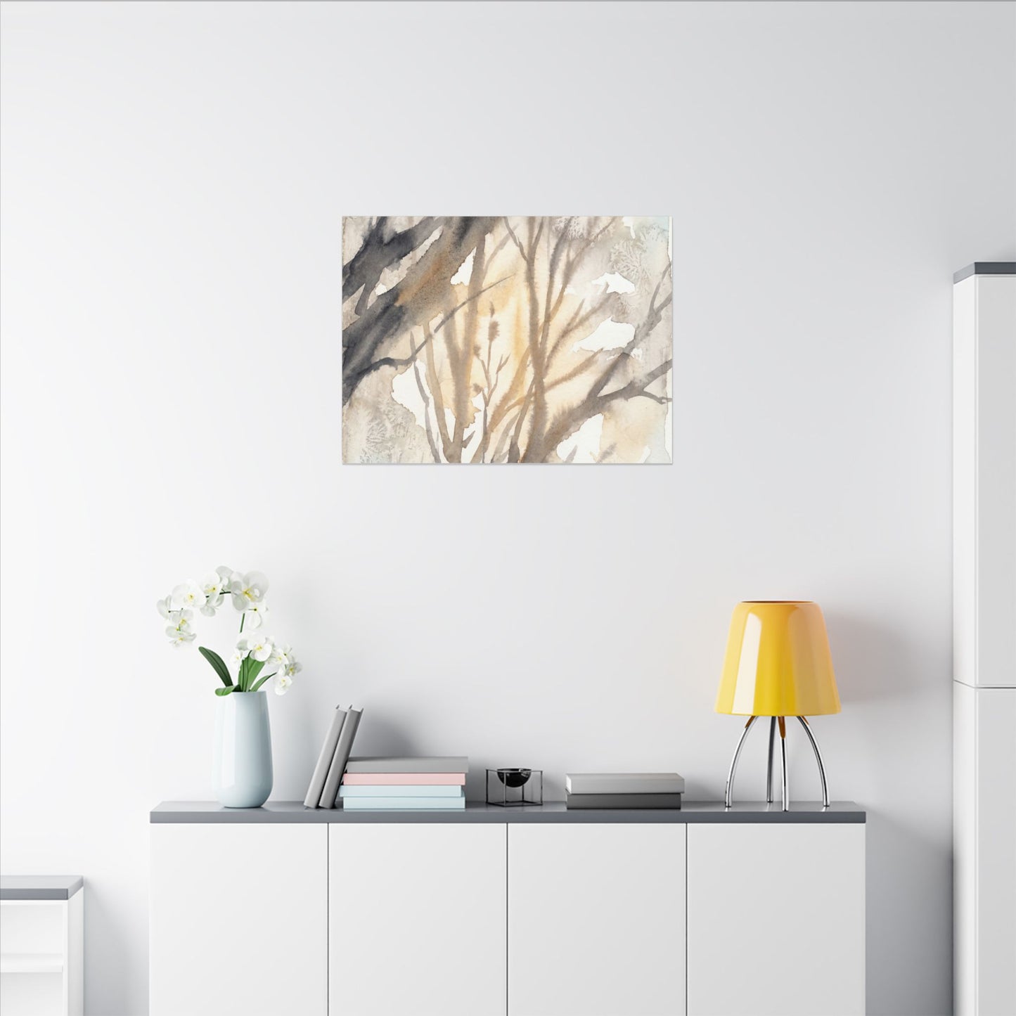 Ma Shadow Play Canvas Art - Japandi Watercolor