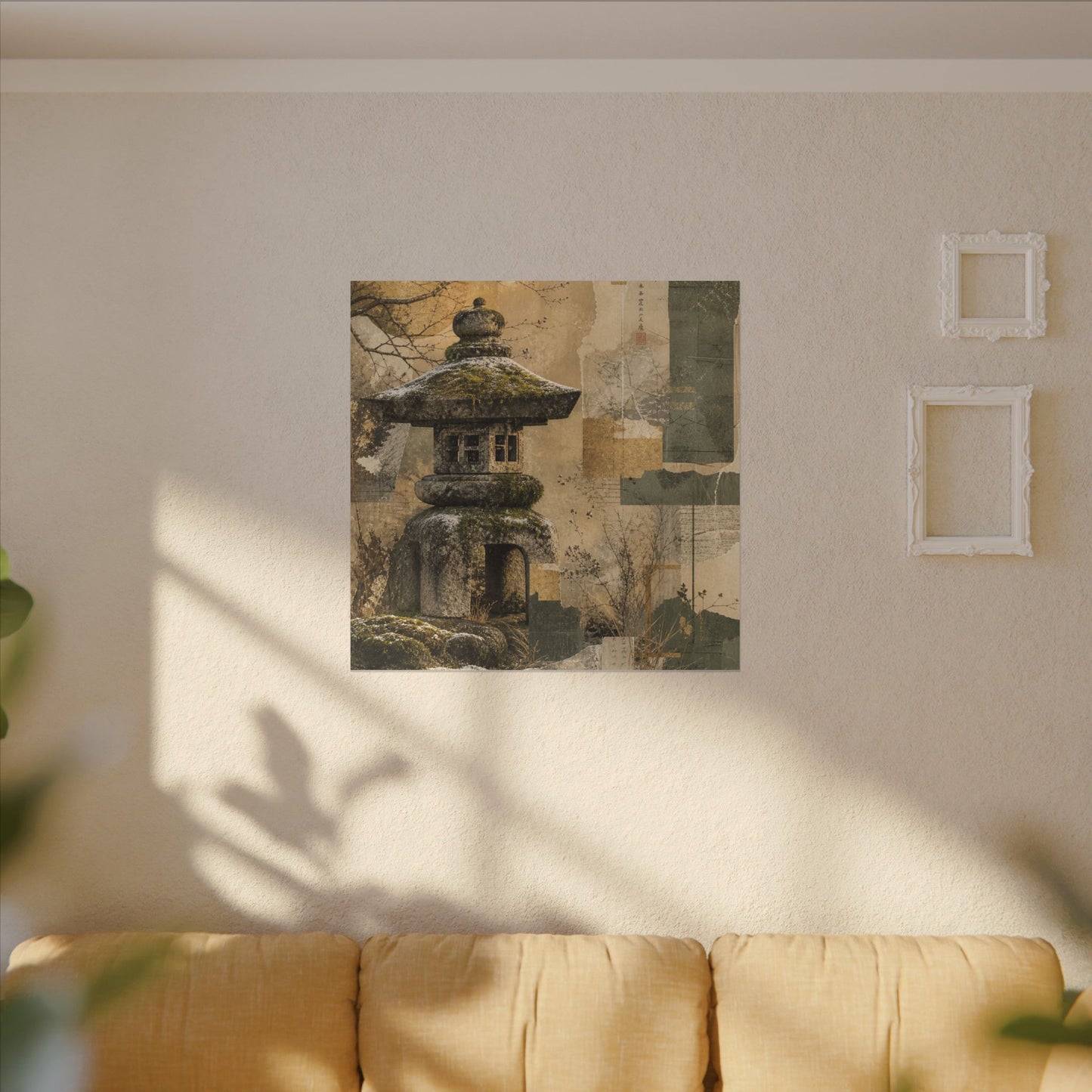 Elegant Stone Lantern Canvas Art - Texture Japandi