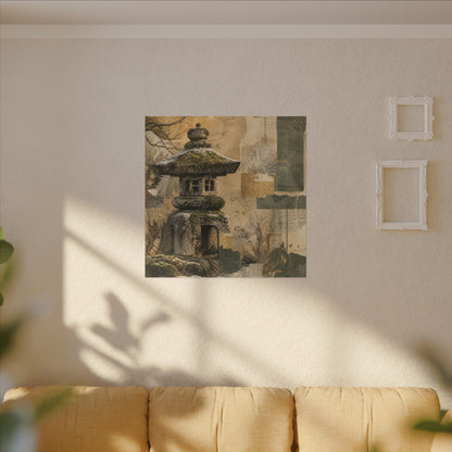 Elegant Stone Lantern Canvas Art - Texture Japandi