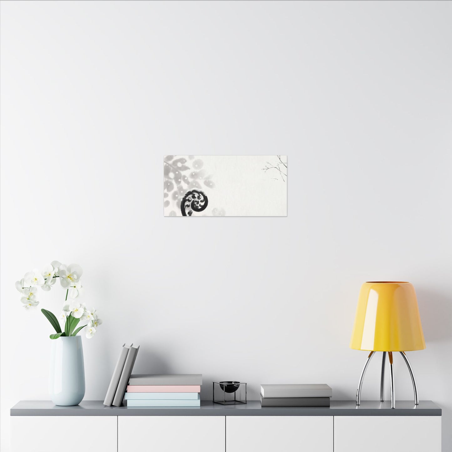 Winter Fern Unfurling Ukiyo E Inspired Canvas Art | Peaceful Decor