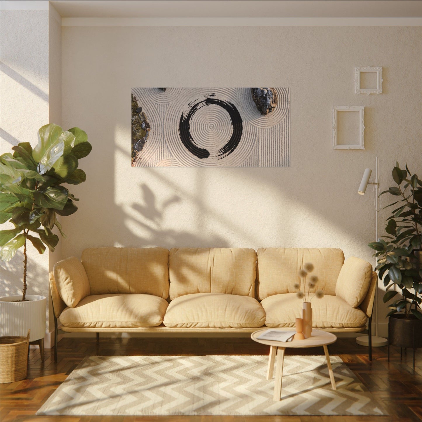 Rock Garden Canvas Art | Winter Zen Enso Art