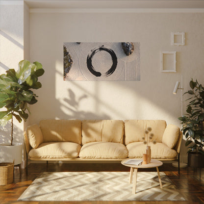 Rock Garden Canvas Art | Winter Zen Enso Art
