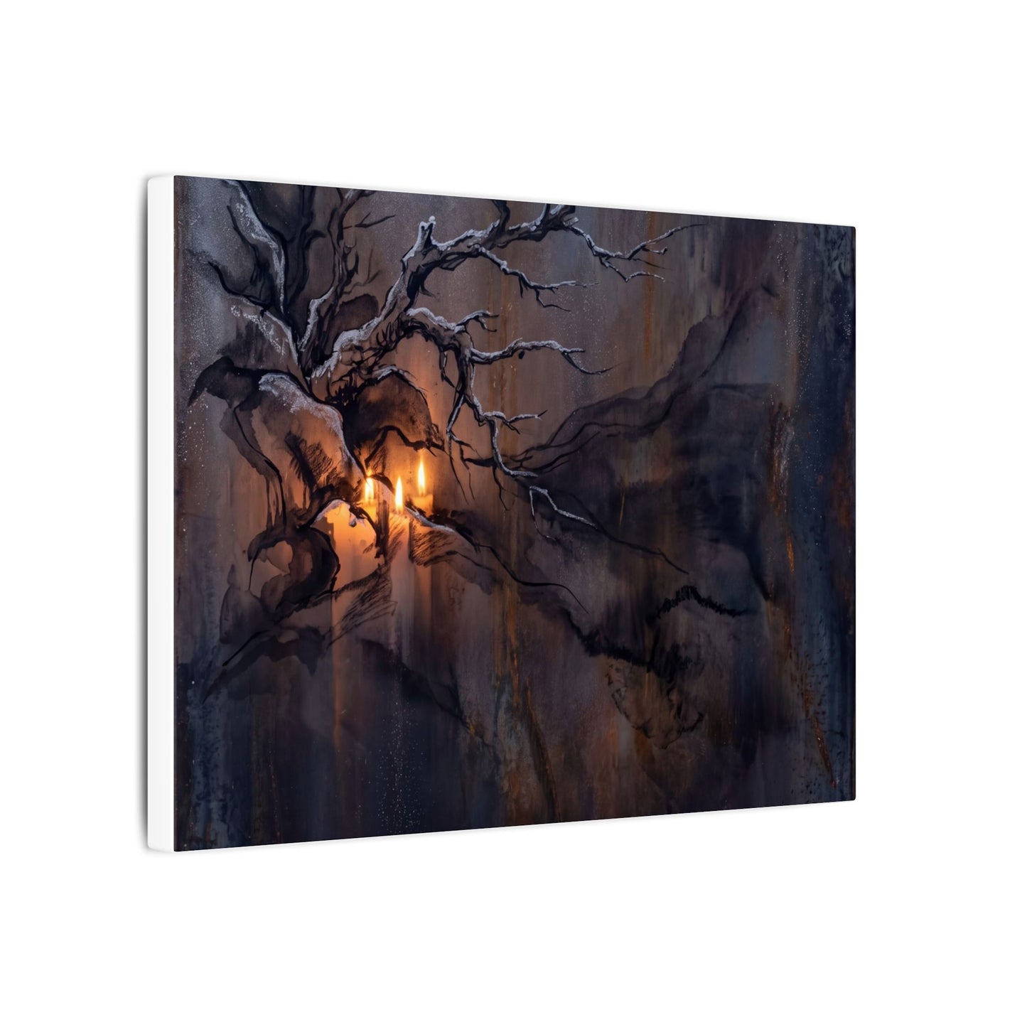 Winter Rust Patina Charcoal Ink Canvas Art | Atmospheric Decor