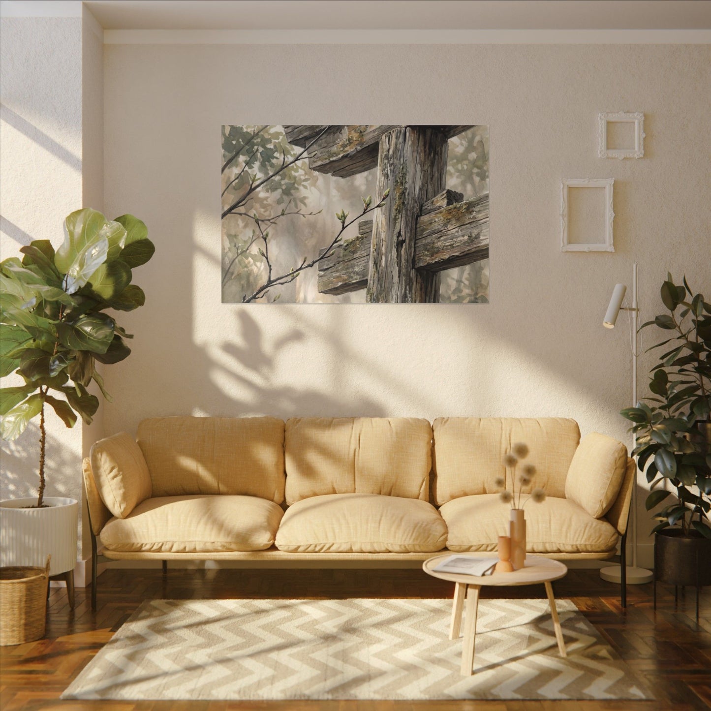 Torii Gate Spring Canvas Art | Japandi Neutral Design
