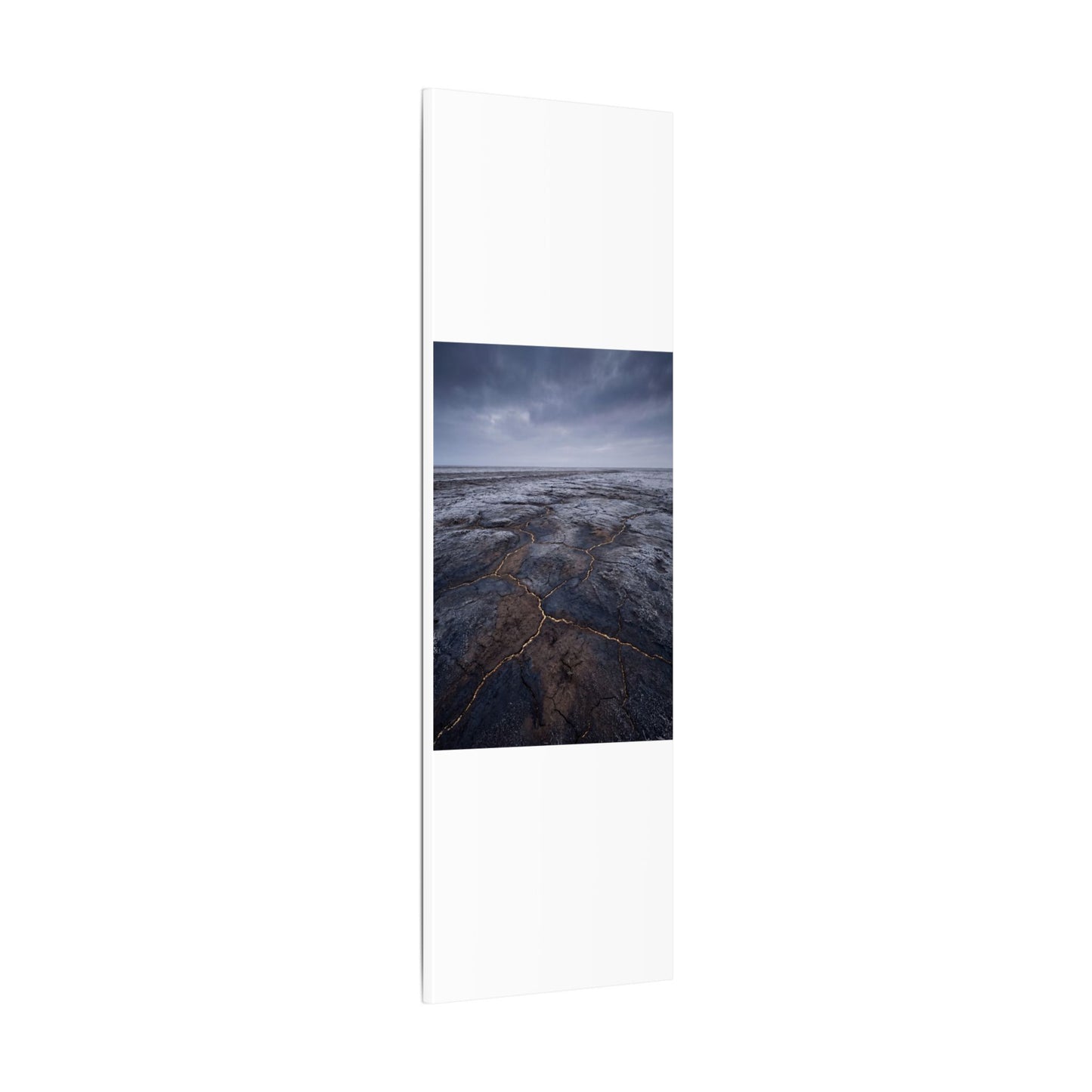 Dark Japandi Cracked Earth in Overcast | Dark Texture Canvas Art