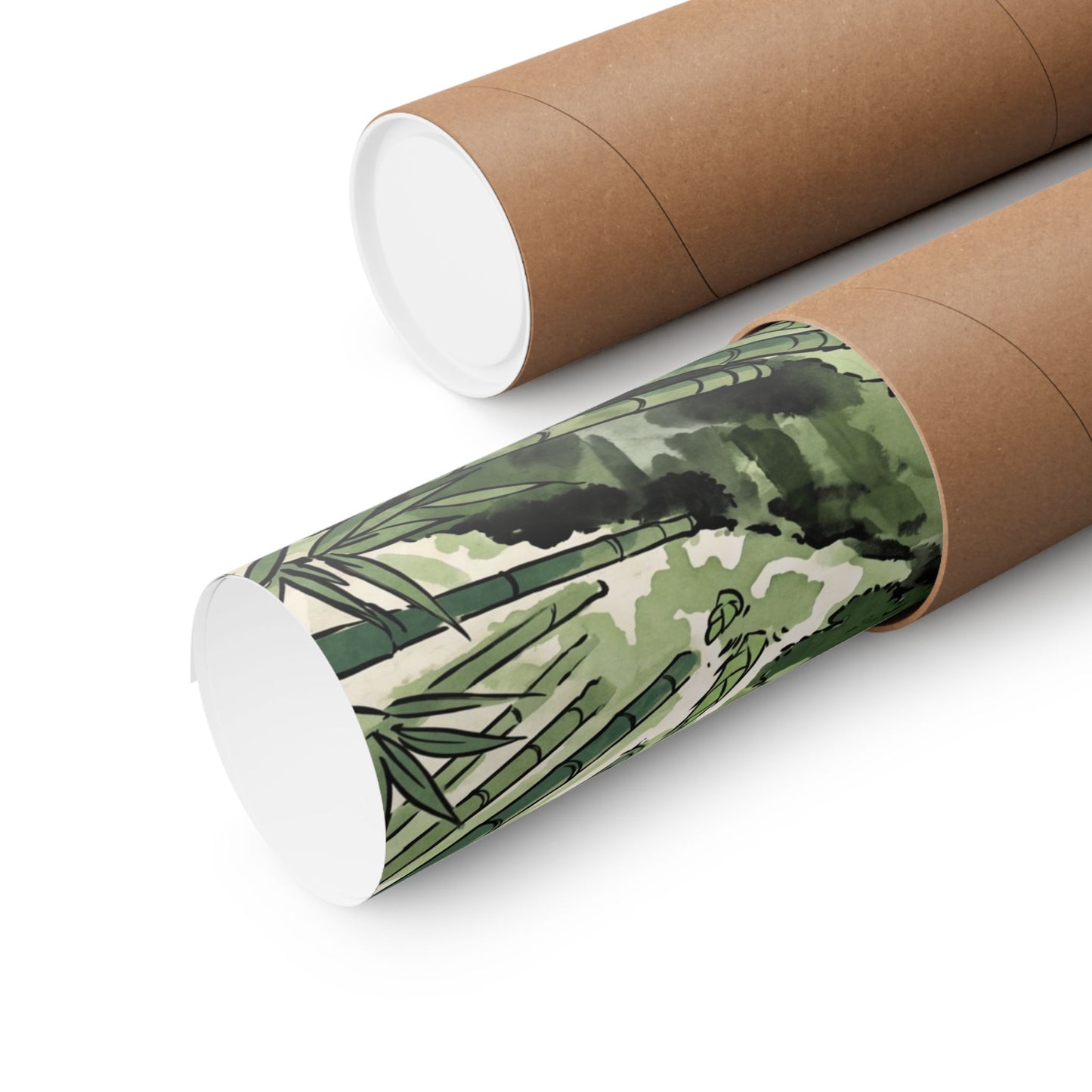 Zen Bamboo Grove in Overcast | Ukiyo E Inspired Wall Art Print