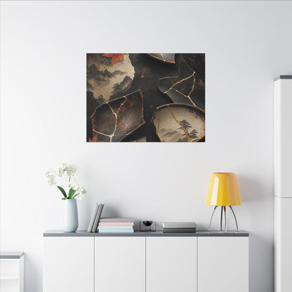 Broken Pottery Gold Vein Canvas Art | Philosophical Kintsugi Art