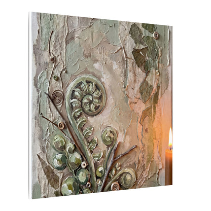 Japandi Fern Unfurling in Candlelight | Texture Canvas Art