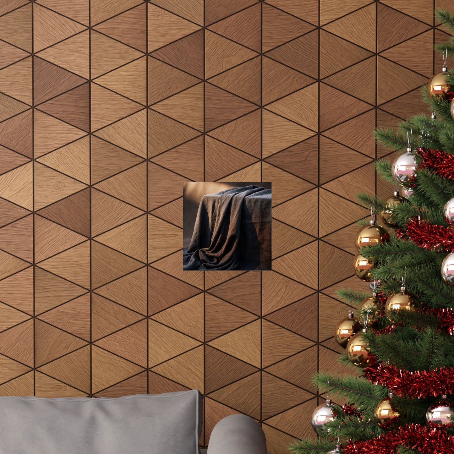 Dark Japandi Silk Drape in Golden Hour | Shadow Zen Wall Art Print
