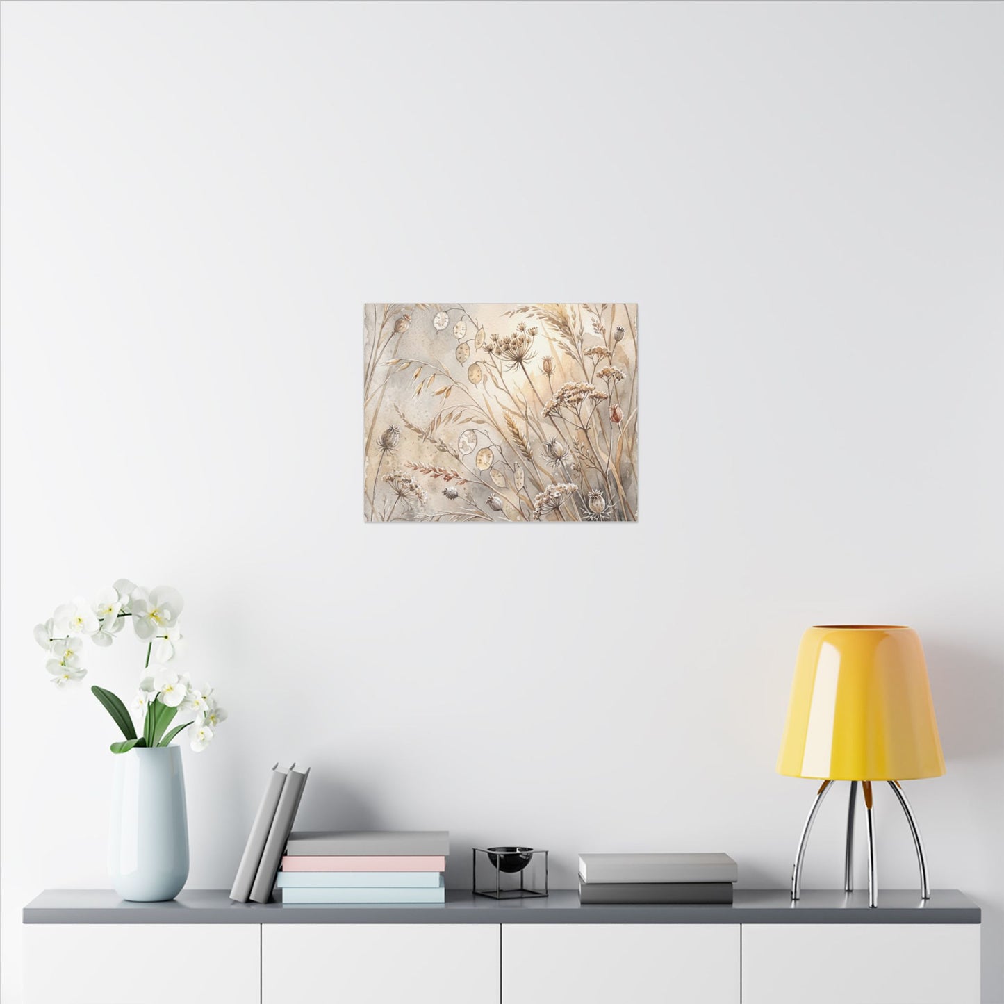 Winter Dried Flowers Watercolor Canvas Art | Warm Decor