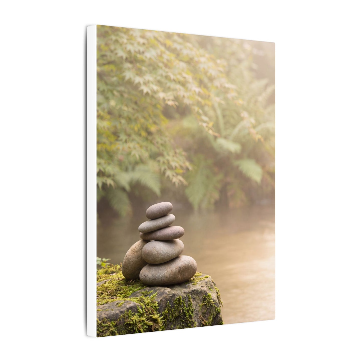 Cozy River Stones Canvas Art - Japanese Pattern Japandi