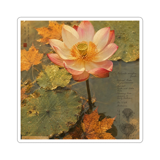 Golden Hour Lotus Flower Sticker - Cottagecore Kanso