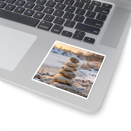 River Stones Winter Sticker | Japandi Cozy Design