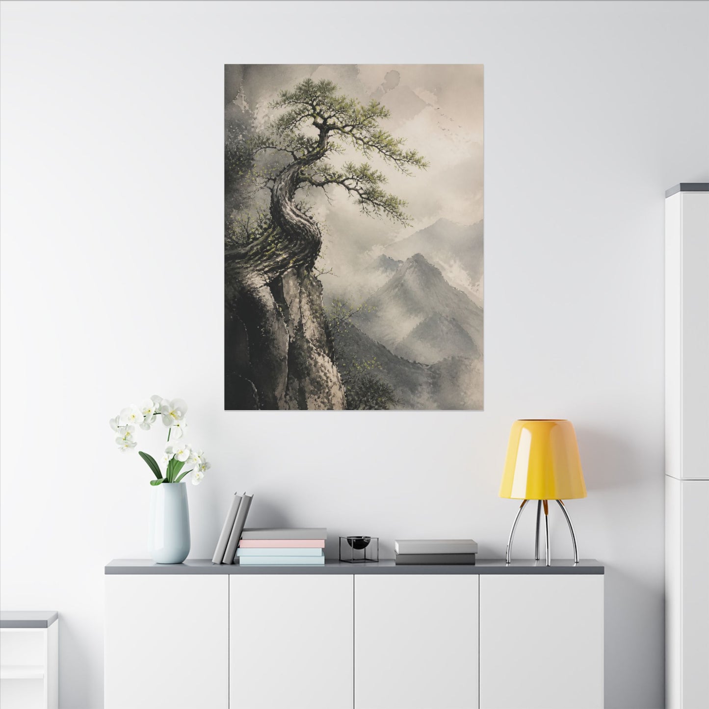Spring Pine Tree Watercolor Canvas Art | Warm Decor
