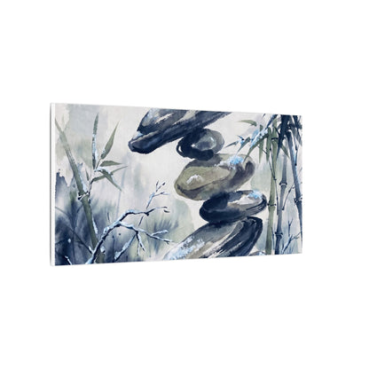 Zen River Stones in Moonlight | Sumi E Canvas Art