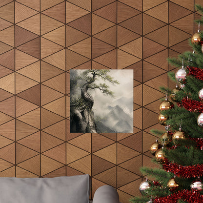 Japandi Pine Tree in Dappled | Watercolor Wall Art Print