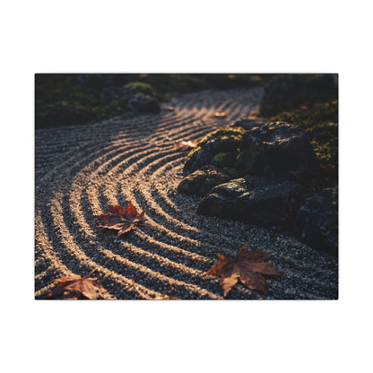 Rock Garden Moody Minimal Canvas Art | Bold Dark Japandi Art