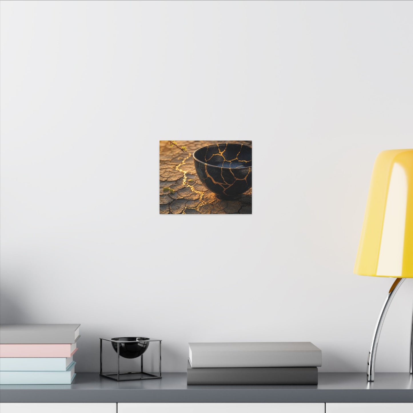 Golden Hour Cracked Earth Canvas Art - Kintsugi Fukinsei