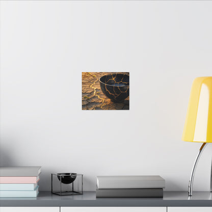 Golden Hour Cracked Earth Canvas Art - Kintsugi Fukinsei