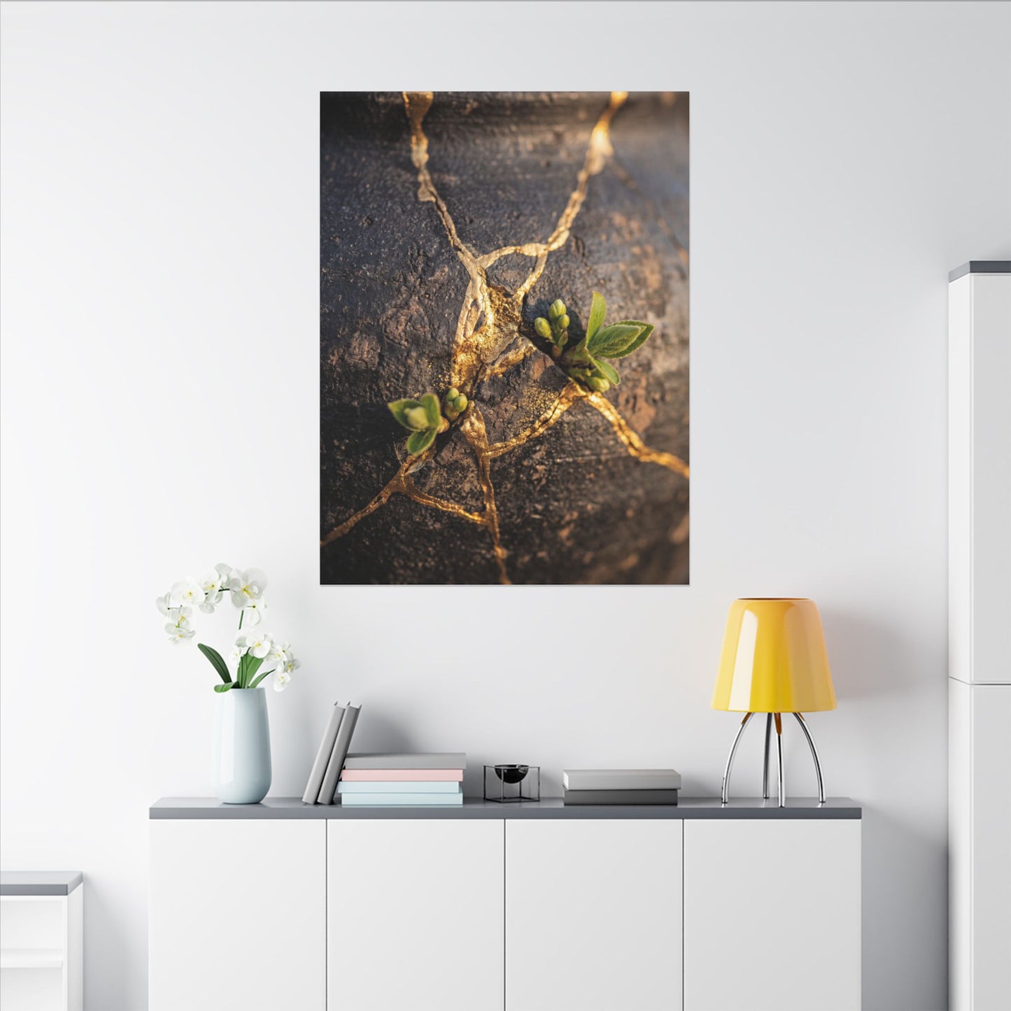 Rust Patina Gold Repair Canvas Art | Resilient Kintsugi Art