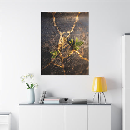 Rust Patina Gold Repair Canvas Art | Resilient Kintsugi Art