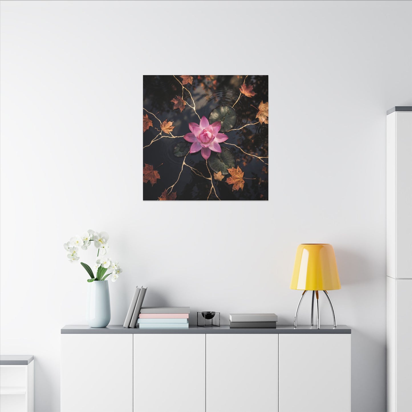Ma Lotus Flower Canvas Art - Kintsugi Gold Vein